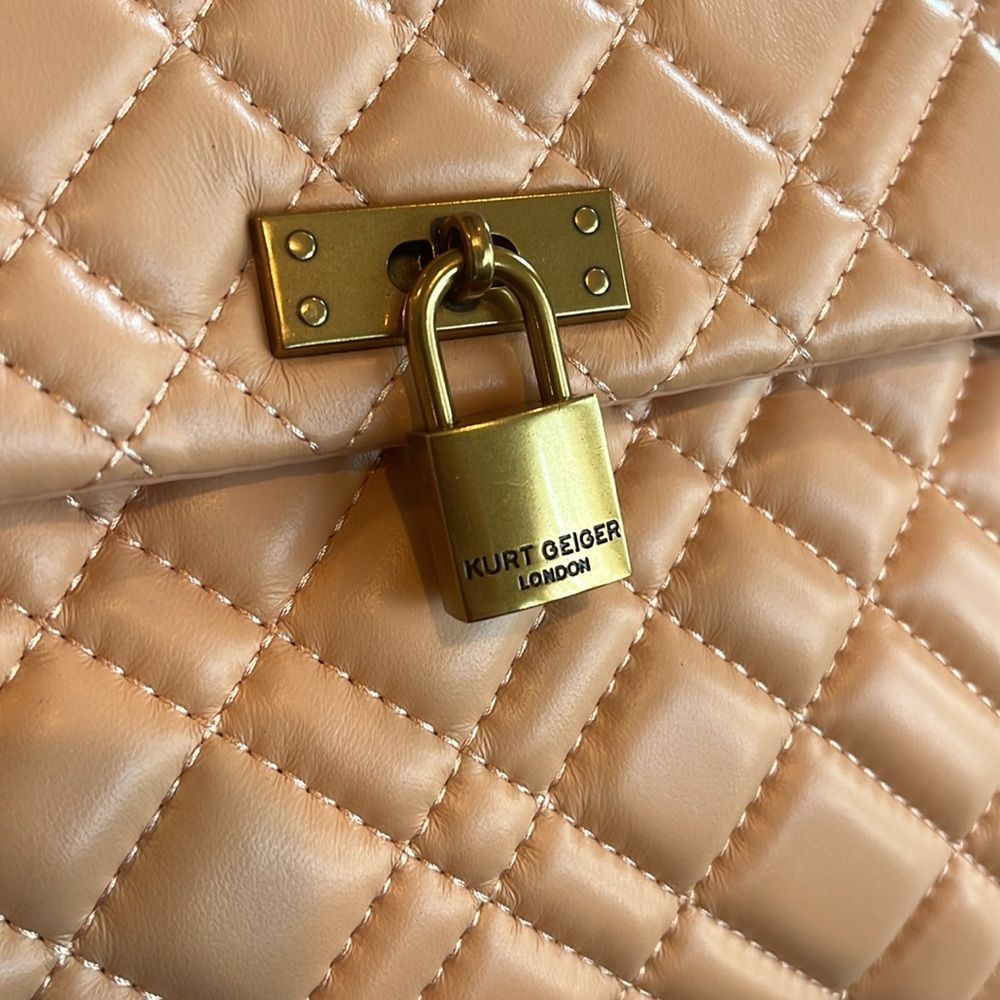 KURT GEIGER london Brixton lock shoulder bag, light pastel orange bag - Picture 9 of 11
